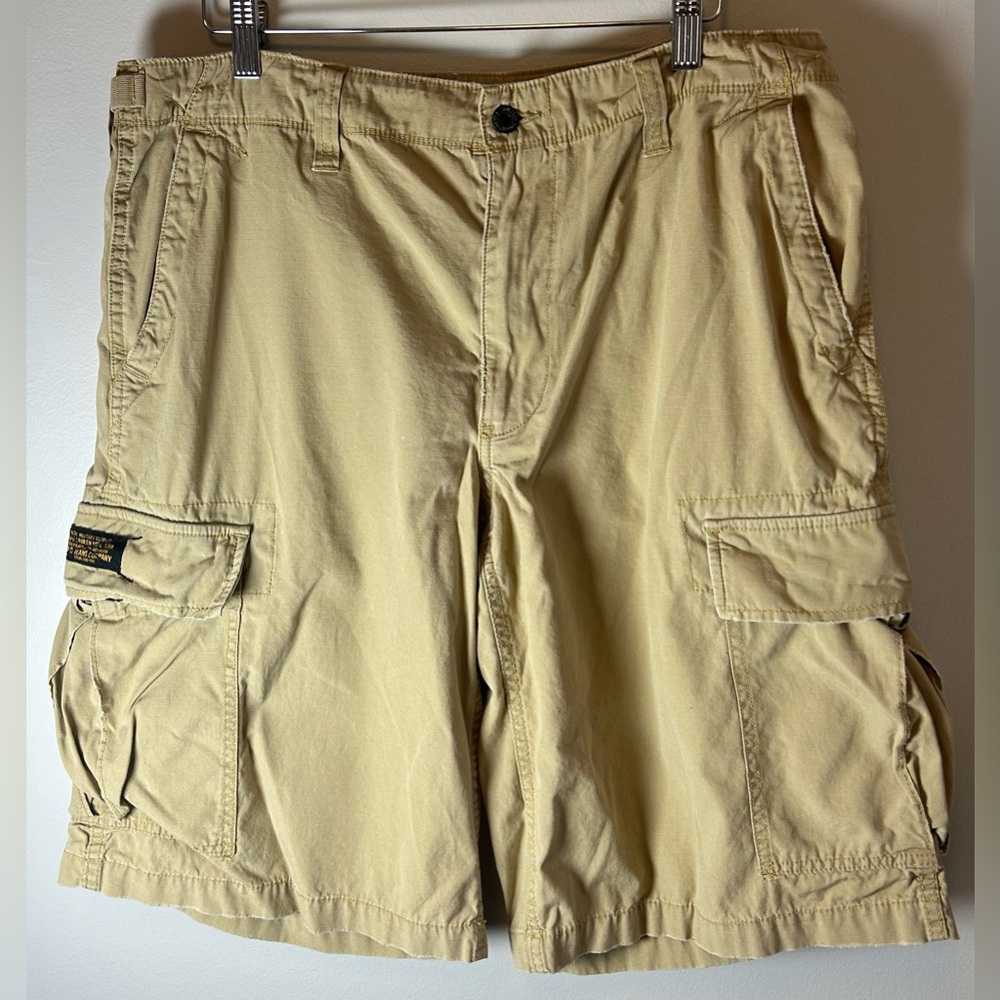 Polo Jeans Company Ralph Lauren Cargo Shorts Men 33 Tan Military Surplus Pockets